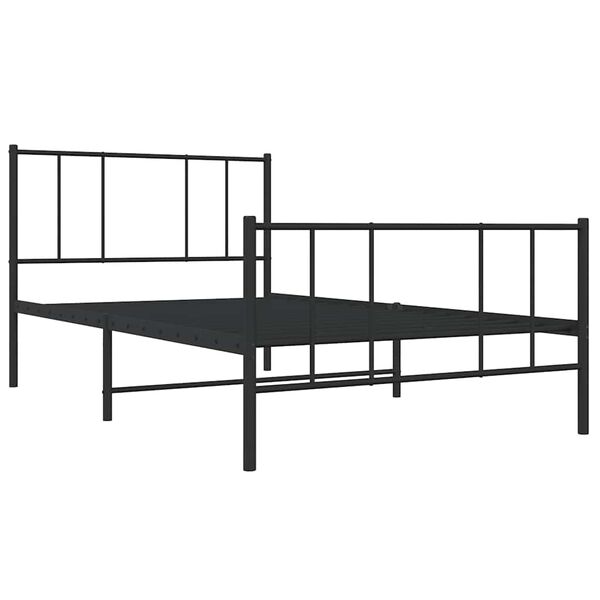vidaXL sengeramme med sengegavl og fodg&aelig;rde 75x190 cm metal sort
