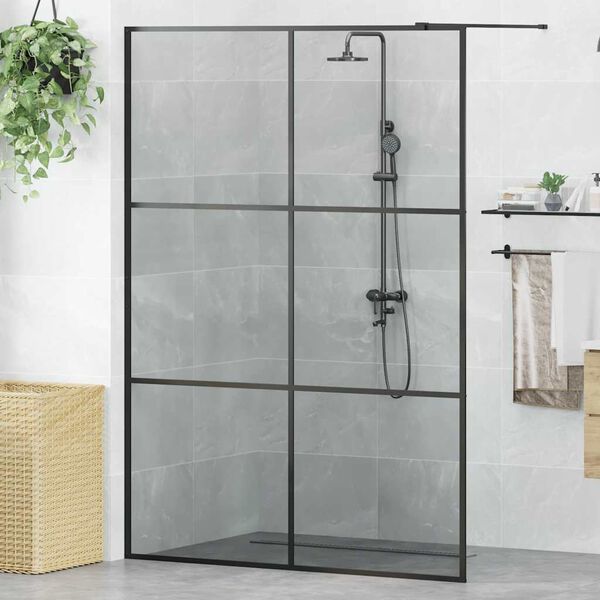 vidaXL Walk-in brusev&aelig;g Sort 140 x 195 cm h&aelig;rdet glas