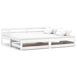 vidaXL daybed med udtr&aelig;k 2x(90x200) cm massivt fyrretr&aelig; hvid