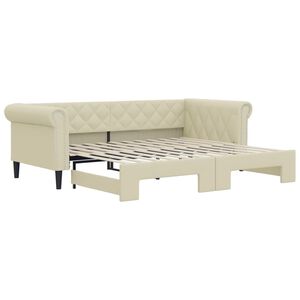 vidaXL daybed med udtr&aelig;k 90x200 cm kunstl&aelig;der cremefarvet