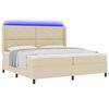 vidaXL LED Box Spring Bed med madras Creme 200 x 200 cm Stof