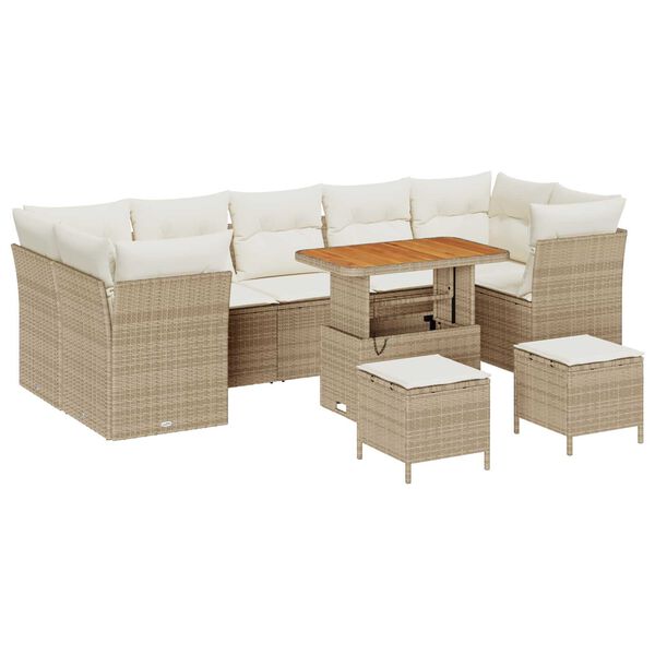 vidaXL Havesofa Sæt 10 pcs Beige polyrattan