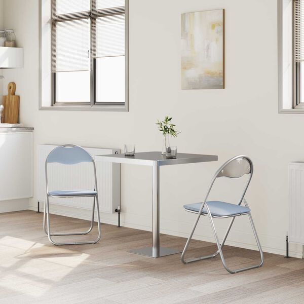 vidaXL Sammenklappelig stol 2 pcs Gr&aring; 48 x 43,5 x 81 cm Faux l&aelig;der