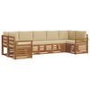 vidaXL Sofas&aelig;t med pude 7 pcs Naturlig og Beige Massivt Akacietr&aelig;
