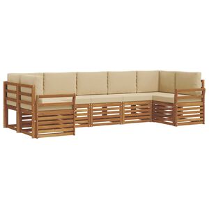 vidaXL Sofas&aelig;t med pude 7 pcs Naturlig og Beige Massivt Akacietr&aelig;