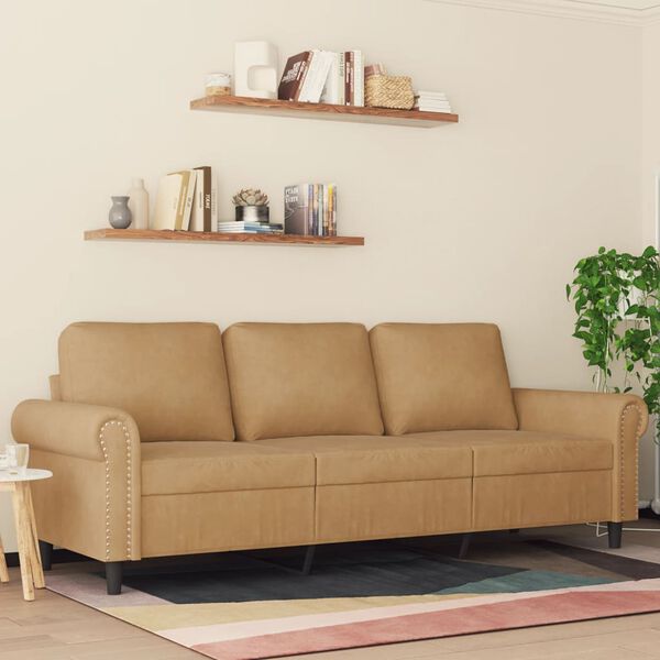 vidaXL 3-personers sofa 180 cm fløjl brun