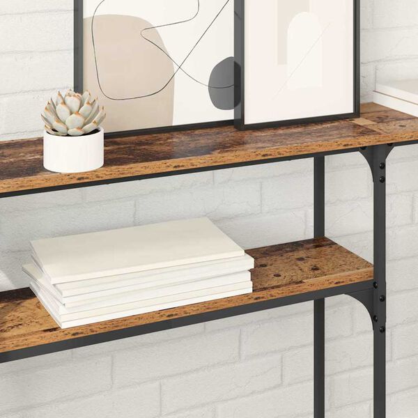 vidaXL Konsolbord Gammelt tr&aelig; 145x22.5x75cm Konstrueret tr&aelig;