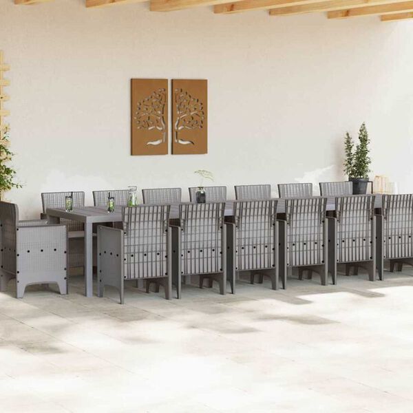 vidaXL Have Spises&aelig;t med Puder med pude 17 pcs Lysegr&aring; PP