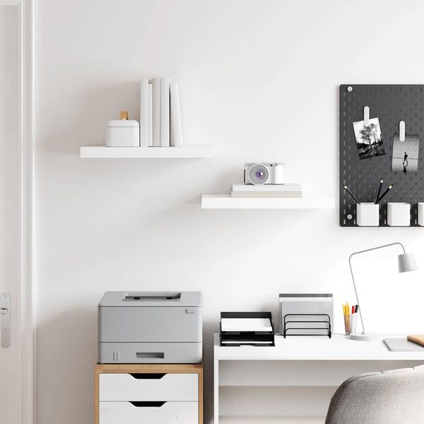 vidaXL v&aelig;ghylder 2 stk. 50x23x3,8 cm MDF hvid h&oslash;jglans