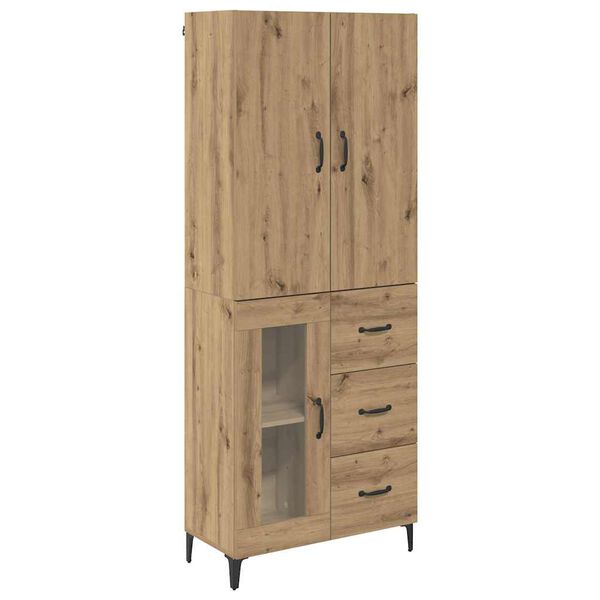 vidaXL Highboard Artisan Egetr&aelig; 69,5 x 34 x 180 cm Konstrueret tr&aelig;