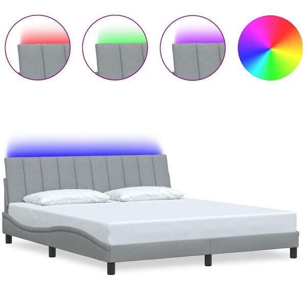 vidaXL sengeramme uden madras Hanko 180x200 cm stof lysegr&aring;