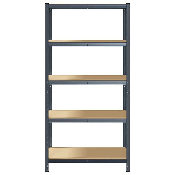 vidaXL opbevaringsreol 5 hylder st&aring;l og konstrueret tr&aelig; antracitgr&aring;
