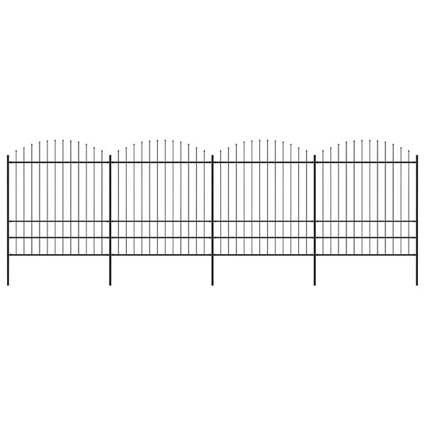 vidaXL havehegn med spydtop stål 714,5x200 cm sort