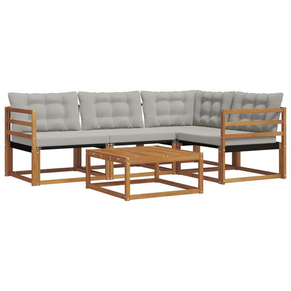 vidaXL Udend&oslash;rs sofagruppe med pude 5 pcs Naturlig og Lys Gr&aring;