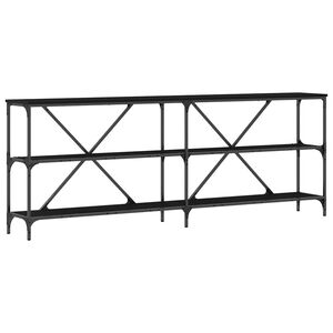 vidaXL Konsolbord med hylde Sort eg 200 x 30 x 75 cm Konstrueret tr&aelig;