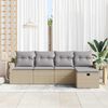 vidaXL Havesofa S&aelig;t med pude med opbevaring 5 pcs Beige Poly rattan