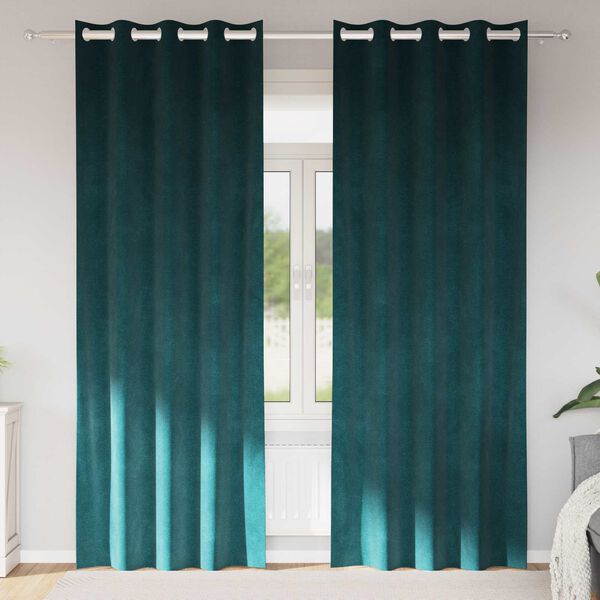 vidaXL M&oslash;rkl&aelig;gningsgardiner 2 pcs M&oslash;rkegr&oslash;n 140 x 245 cm Fl&oslash;jl