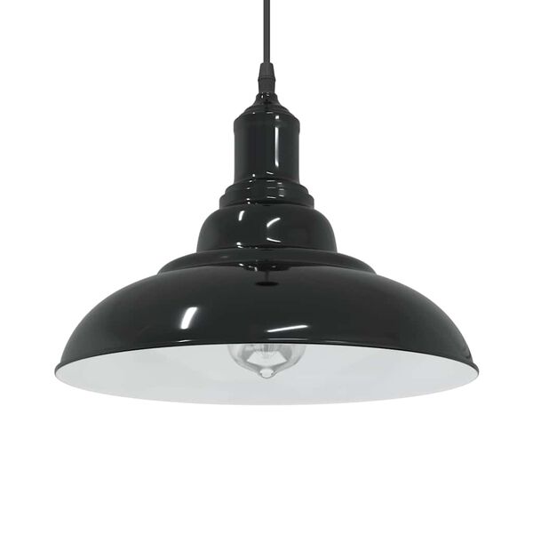 vidaXL pendellampe højdejusterbar E27 Ø 31 cm metal glans sort