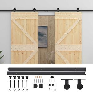 vidaXL Skyded&oslash;r 2 stk. 80 x 210 cm Massivt fyrretr&aelig;