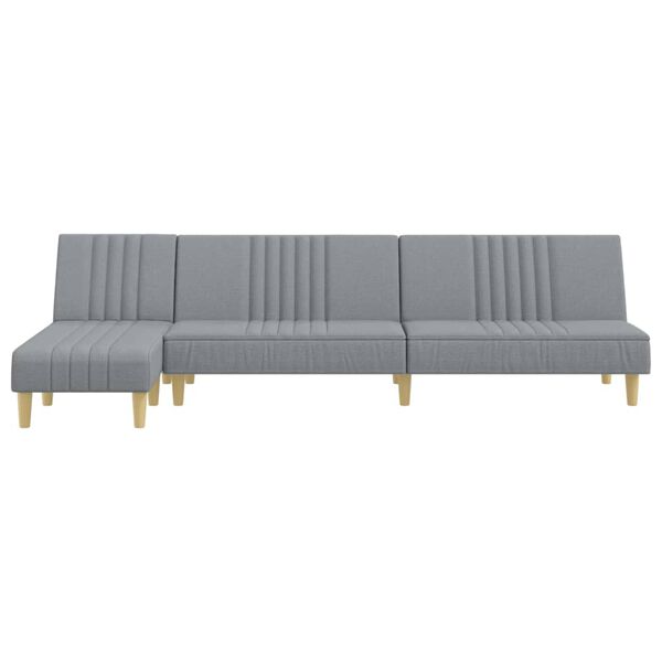 vidaXL L-formet sovesofa 255x140x70 cm stof lysegr&aring;