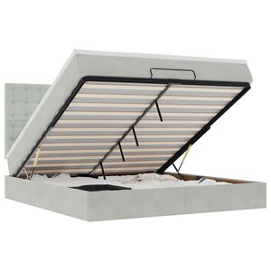 vidaXL osmannisk sengeramme med madrasser 180x200 cm fl&oslash;jl lysegr&aring;