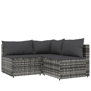 vidaXL lounges&aelig;t til haven 3 dele med hynder polyrattan gr&aring;