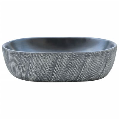 vidaXL håndvask til bordplade 47x33x13 cm oval keramik sort og grå