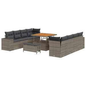 vidaXL Havesofa S&aelig;t 11 stk. Gr&aring; polyrattan