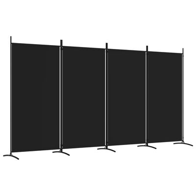 vidaXL 4-panels rumdeler 346x180 cm stof sort