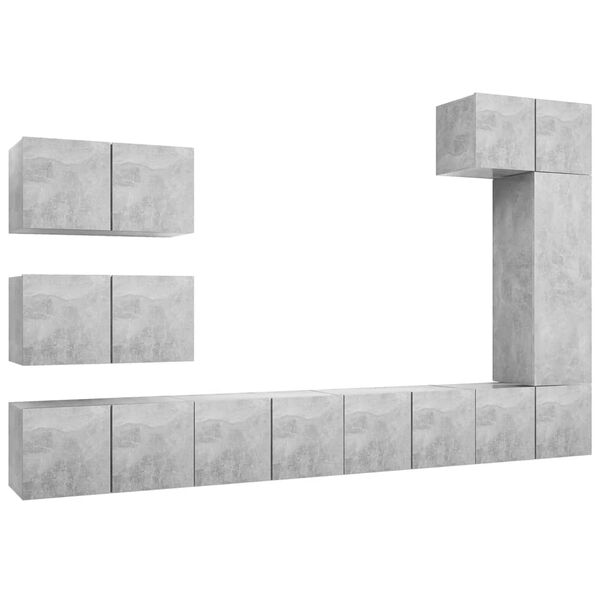 vidaXL tv-skabss&aelig;t 8 dele konstrueret tr&aelig; betongr&aring;