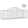 vidaXL buede gabionkurve 15 stk. 200x50x60/80 cm galvaniseret jern