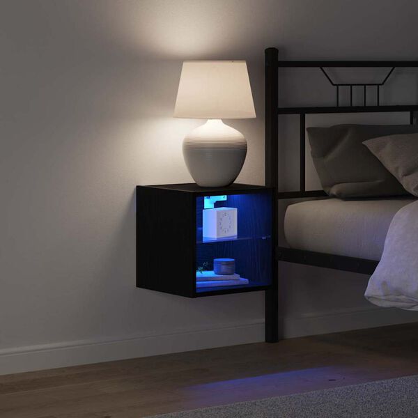 vidaXL LED V&aelig;ghylde Bedside Cabinet med Sort Konstrueret tr&aelig;
