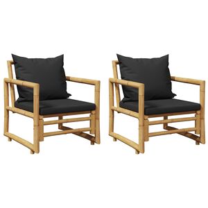 vidaXL havestole 2 stk. med hynder bambus