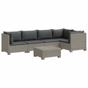 vidaXL 6 stk. Rattan Lounges&aelig;t med Puder GENDT Naturlig rattan
