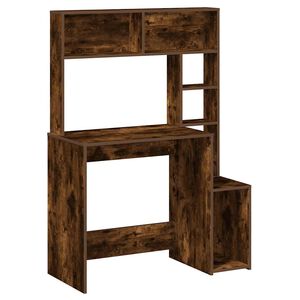 vidaXL skrivebord m. hylder 100x45x140 cm konstrueret tr&aelig; r&oslash;get egetr&aelig;