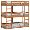vidaXL tredobbelt k&oslash;jeseng 80x200 cm massivt fyrretr&aelig; voksbrun
