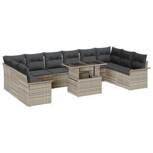 vidaXL Havesofa S&aelig;t 11 stk. Lysegr&aring; Poly Rattan