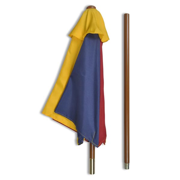 vidaXL bord- og bænkesæt til børn med parasol træ flerfarvet