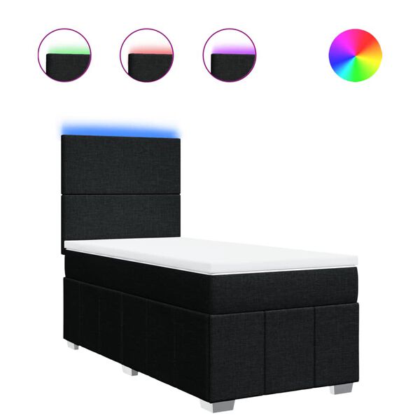 vidaXL kontinentalseng med madras 100x200 cm stof sort