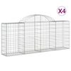 vidaXL buede gabionkurve 4 stk. 200x30x80/100 cm galvaniseret jern