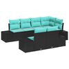 vidaXL Havesofa S&aelig;t 7 stk. Sort og turkis polyrattan