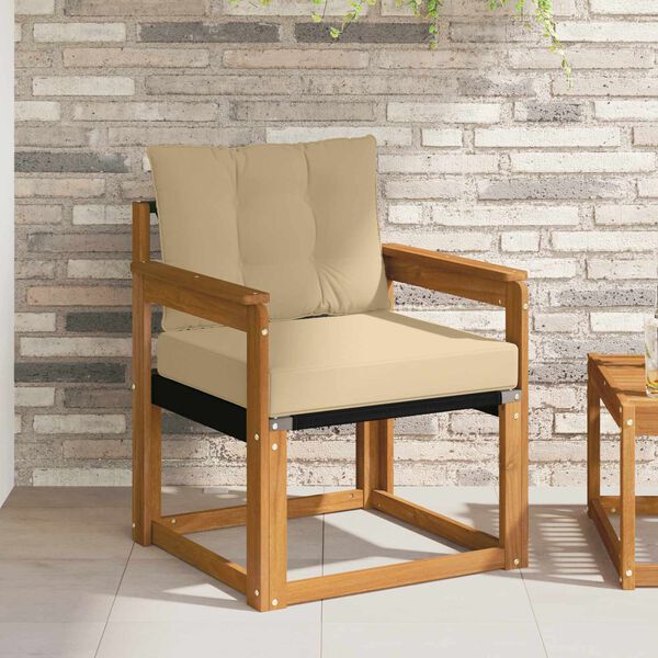 vidaXL Udend&oslash;rs sofa Massiv akacietr&aelig; og Textilene Naturfarvet