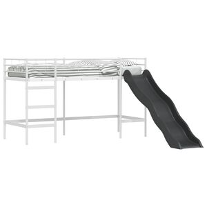 vidaXL Kids'loftseng med rutsjebane Hvid og Antracit 100 x 190 cm