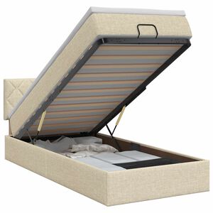 vidaXL Ottoman seng med madras Cremefarvet 80 x 200 cm Stof