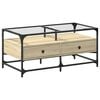vidaXL sofabord med glasplade 98,5x50x45 cm sonoma-eg