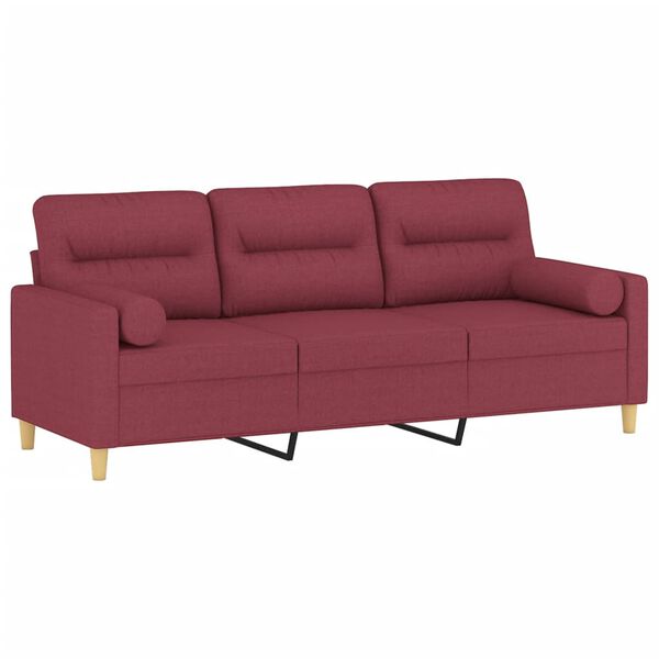 vidaXL 3-personers sofa med pyntepuder 180 cm stof vinr&oslash;d