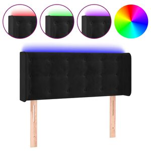 vidaXL sengegavl med LED-lys 83x16x78/88 cm fl&oslash;jl sort