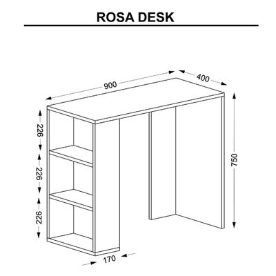Homemania computerbord Rosa 90x40x75 cm hvid og egetræsfarve