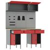vidaXL Arbejds skab S&aelig;t med skuffe med opbevaring med l&aring;s 8 pcs R&oslash;d