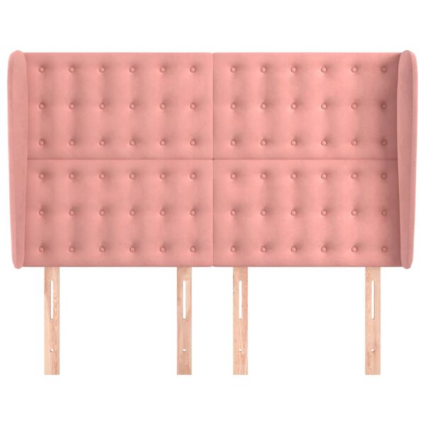 vidaXL sengegavl med kanter 147x23x118/128 cm fl&oslash;jl lyser&oslash;d